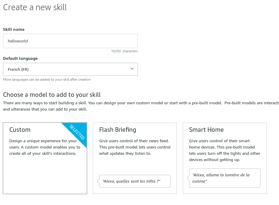 How to create a Skill Alexa