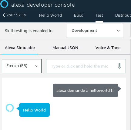 The developer console Alexa tabs The developer console Alexa tabs